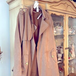 Tahari Faux Leather Knee Length light jacket. New with tags.